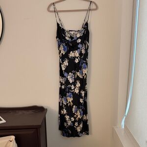 Floral Midi Cowl Neck Slip Dress with Slit
